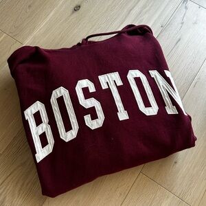Brandy Melville Maroon Boston Oversized Hoodie